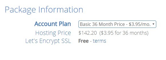 Bluehost Package Information. Choose The 36 Month Plan For The Biggest Savings