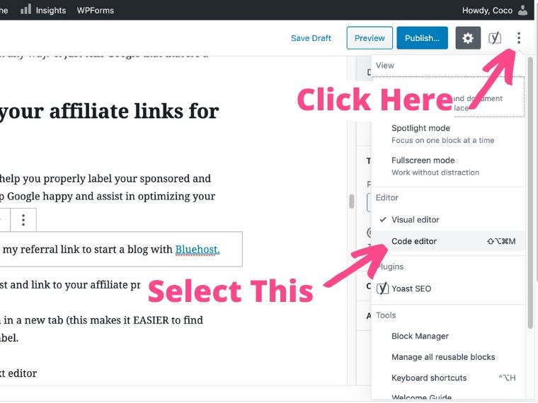 Step 3 to add sponsored affiliate links tag